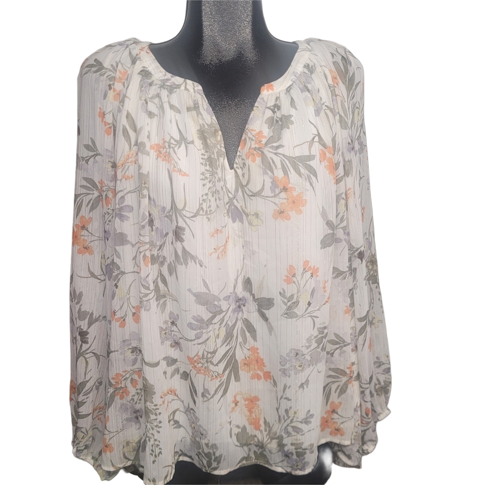 My Danielle Cream Boho Chic Peasant Blouse In A Floral Print Size XL
